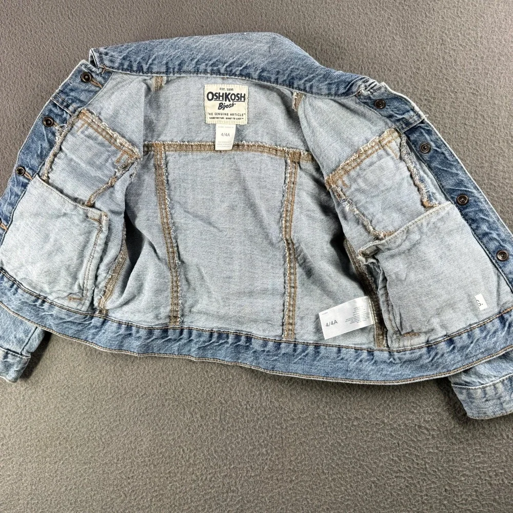 OshKosh B Gosh Jean Jacket Kid 4/4A Light Wash‎ Button Denim Boy Girl Western